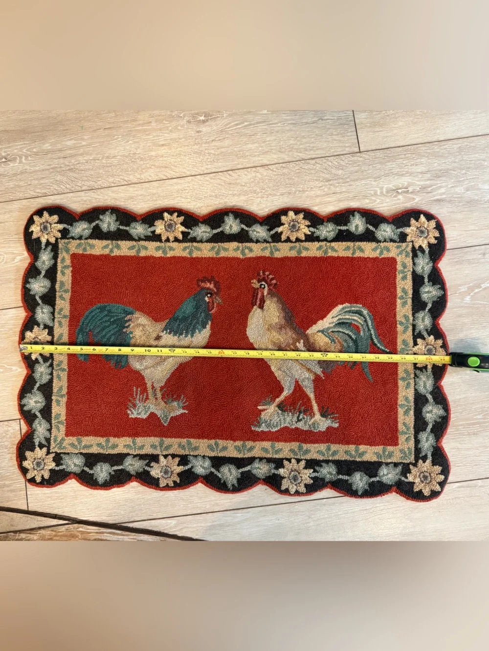 Vintage Rooster Hooked Door Mat - farmhouse.  Great colors.